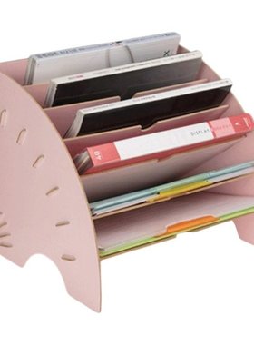 Fan-Shaped Wooden Desktop File Holder Office Desk Organizer