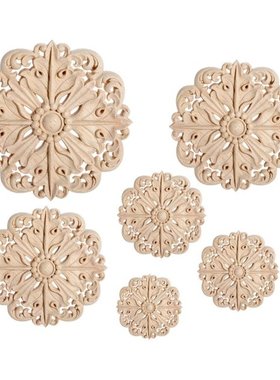 10/12/15/20/24/30cm Wood Carved Applique Round Onlay Woodcar