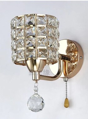 Sconce lamp AC85-265V pull chain switch crystal wall lamp li