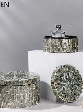 Light Color Shell Storage Box with Lid Home Desktop Simple