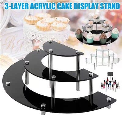 3-Layer Semicircle Acrylic Jewelry Display Rack Cake