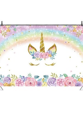Unicorn Background Shower-Decoration Rainbow Photography Bab