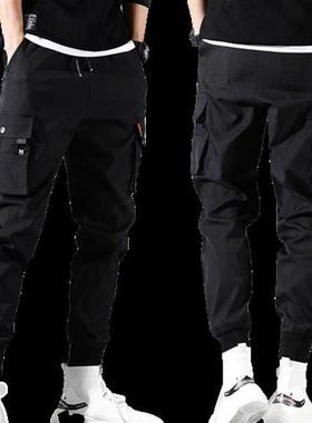 Spring Summer Mens Drawstring Pants Tie Feet Overalls Haraj