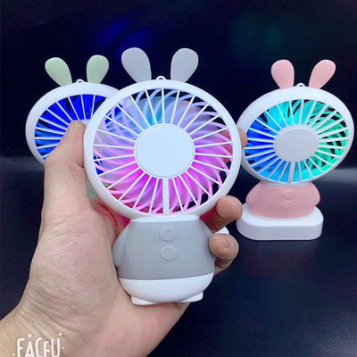 Cute Bear Rabbit Handhold Fan Mini USB Night Light Pocket Su
