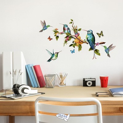Multicolor Butterflies and birds flying Wall Sticker Living