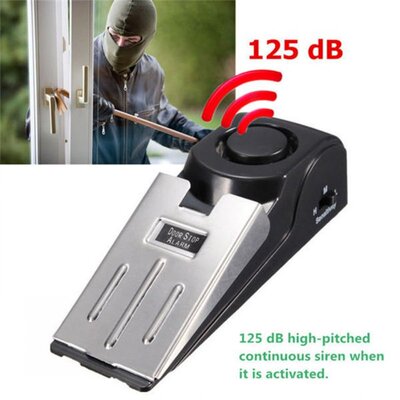 125DB Wireless Door Stop Alarm Stainless Steel 3 Sensitivity