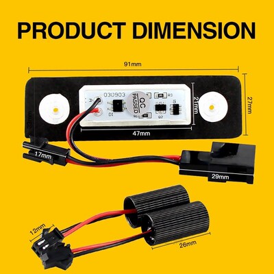 2Pcs White Canbus Error Free Car LED Number License Plate Li