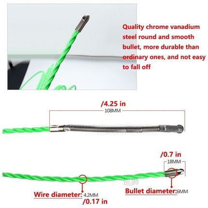 5-50M 4.2mm Fiberglass Electric Cable Tape Cable Wire Puller