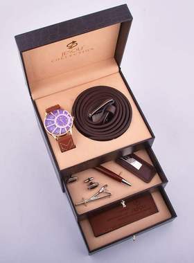 Quartz Wrist Watch Leather Wallet Gift Set for Boyfriend men