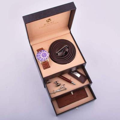 Quartz Wrist Watch Leather Wallet Gift Set for Boyfriend men