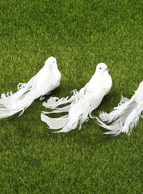 12pcs/set Simulation feather bird white pigeon artificial