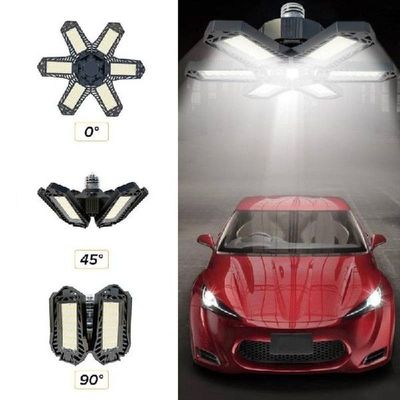 E27 LED Bulb Foldable Fan Blade Garage Light Deformable
