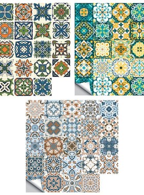 20pcs PVC Waterproof Retro Pattern Tile Floor Stair Sticker