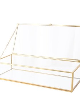 Simple Gold Rim Glass Jewelry Box Jewelry Storage Box Retro