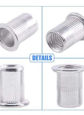 00Pcs Aluminum Alloy Rivet Nut Flat Head Threaded Rivet Ins