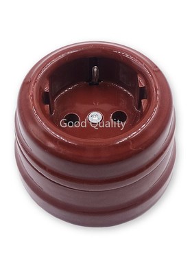 Home Improvement EU Ceramic Socket Retro Wall Outlet Brown