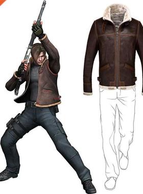 Biohazard Resident 4 Leon S Kennedy Evil Costume Leather Coa