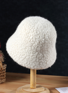 2021 NEW women's winter Bucket hat Felt Lamb wool fo