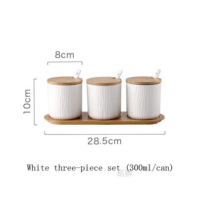 Nordic Ceramic Seasoning Jar with Lid Spoon Seasoning Pot Sa