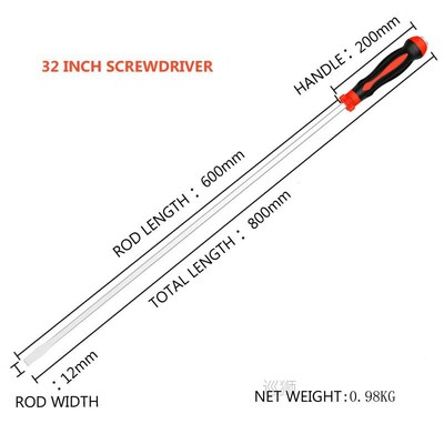 19-42 Inch Flat Head Screwdriver Tool Extra Long Screwdriver