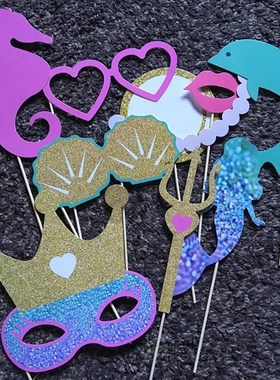 Chicinlife 10Pcs/bag Mermaid Photo Booth Props Birthday Par