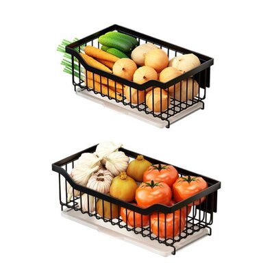 Wall Mounted Storage Basket Drain Hollow Organizer Detachabl