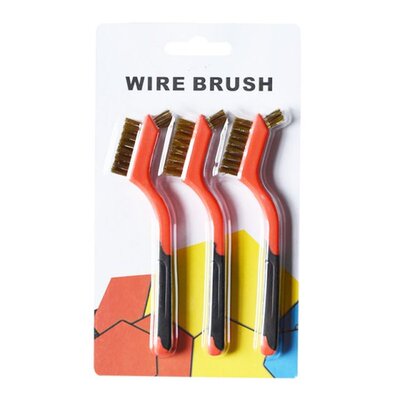 3pcs Wire Brush Set Steel Metal Brass Nylon Cleaning Polishi
