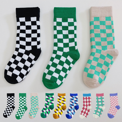 1-9 Years New Children's Socks Black White Checkerbo