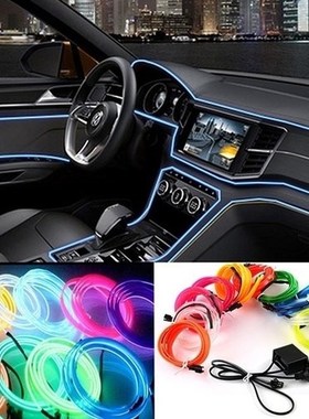 Car 12V LED Cold Lights Flexible Neon EL Wire Auto Lamps on