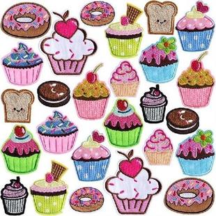 26Pcs Cupcake Embroidered Patches Iron On Patches For Kids