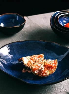 1/2/4 Person Tableware Set Blue Color Ceramics Irregular Sha