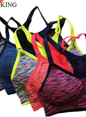 VEQKING Quick Dry Sports Bra,Women Padded Wirefree Adjustabl