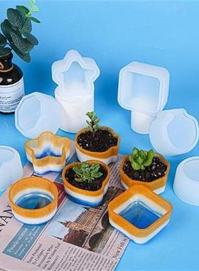 Flower Pot Mould Round Flowerpot Silica Gel Mold Fleshy