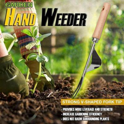 Garden Hand Weeder Wood Handle Stainless Steel Weeding