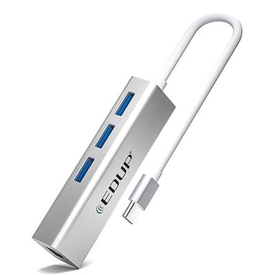 EDUP USB C to Gigabit Ethernet Adapter with USB 3.0 Hub,10/1