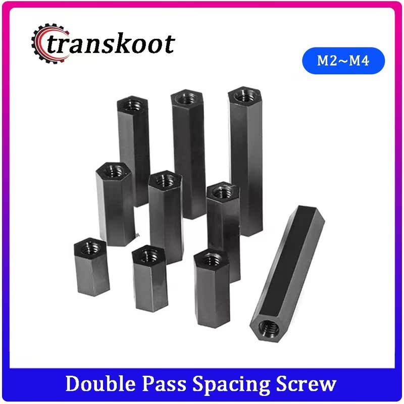 50Pcs M2 M2.5 M3 M4 Black Hex Nylon Standoff Spacer Column F
