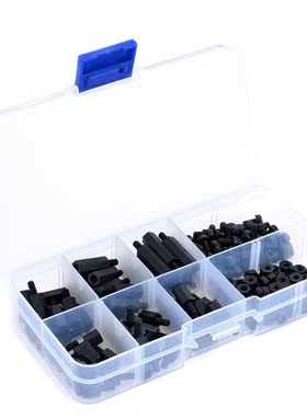 180pcs Black M3 Nylon Hex Spacers Screw Nut Stand off Kit F