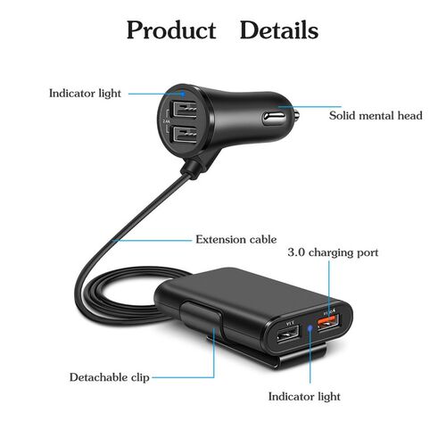 Car Charger 4 USB Adapter Fast Charge Mobile Phone For Phon