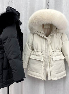 2022 Cotton Padded Fur Parka New Big Fur Collar Down Winter