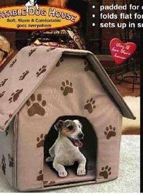 Portable Detachable Small Dog House Latter Cute Paw Print