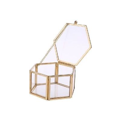 Nordic Hexagon Transparent Glass Wedding Ring Box Eternal
