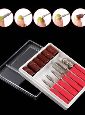 6pc Nail Drill Bits Grinding Head Kit Sanding Bands File Set