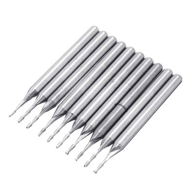 10pcs Mayitr 1mm 2-Flutes End Mill Carbide Flat Nose End Mil