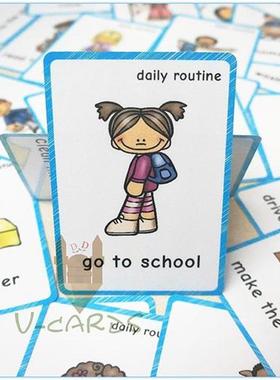 46 Group Daily Routine English Kids Flash Cards Everyday Phr