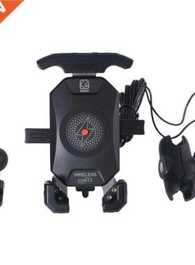 Motorcycle Qi Wireless Phone Mount Charger Mirror Cellphone