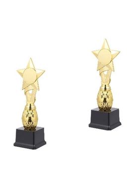 2pcs 29cm Competitions Plastic Trophy Kids Ribbon Star