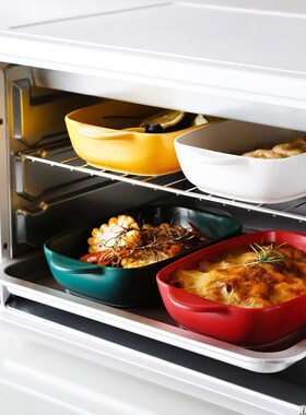 Ceramic Rectangular Binaural Cheese Risotto Plate  tray Pudd