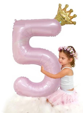 40inch Pink Number Balloons Princess Birthday Crown Ballons