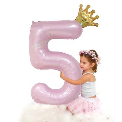 40inch Pink Number Balloons Princess Birthday Crown Ballons
