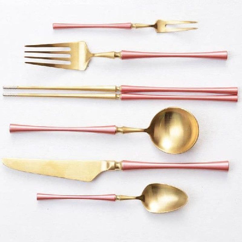 Pink Princess Fork Flatware Luxury Gold Stainless Steel